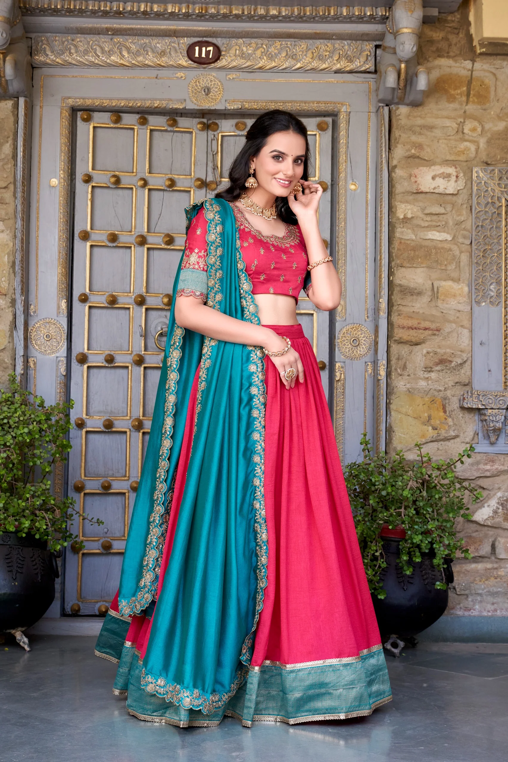 Traditional Vichitra Silk Zari Work Lehenga Set for Special Occasions - Image 7