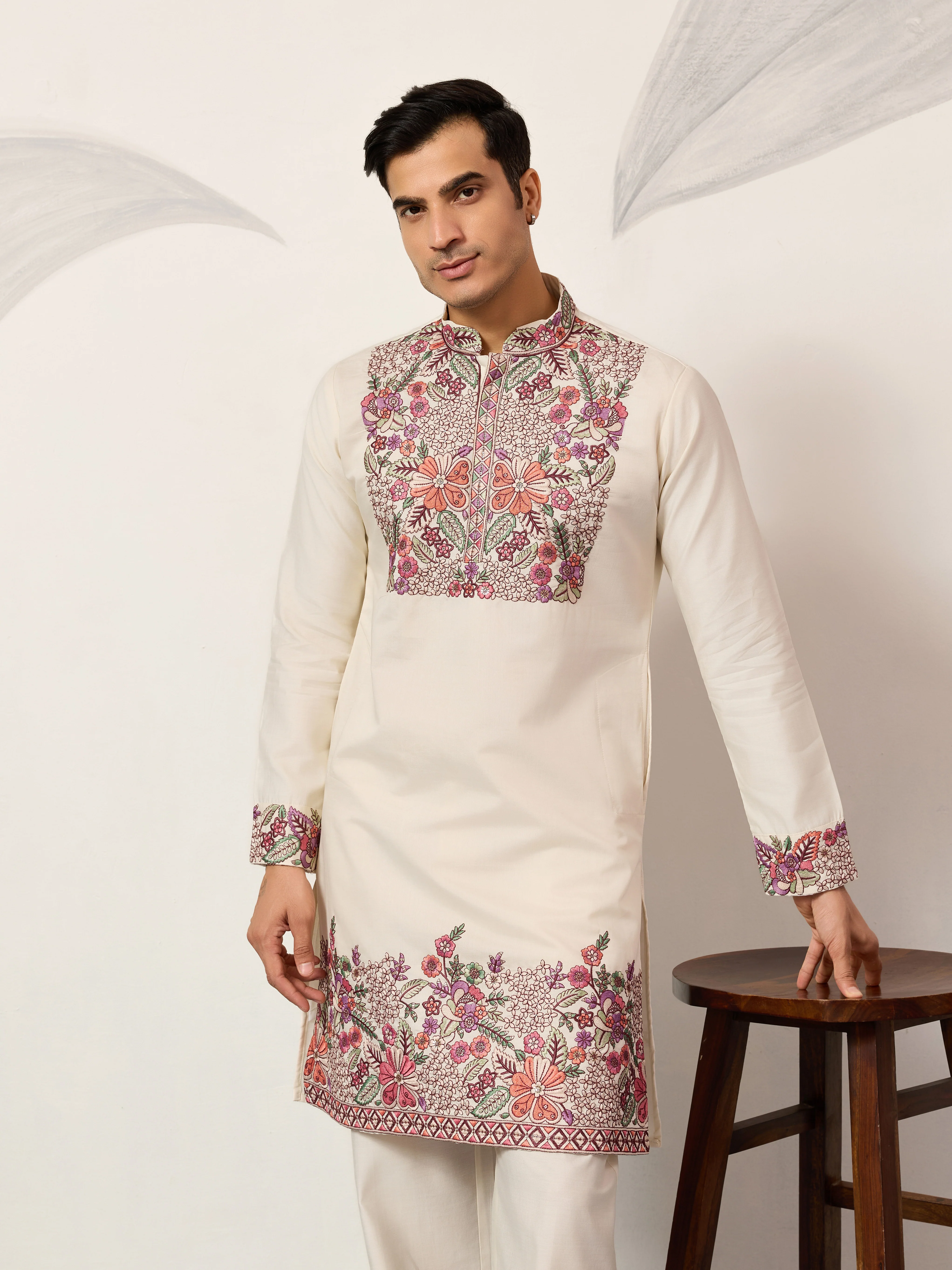 Traditional White Designer Kurta Pant Set for Mens Wear - Image 2