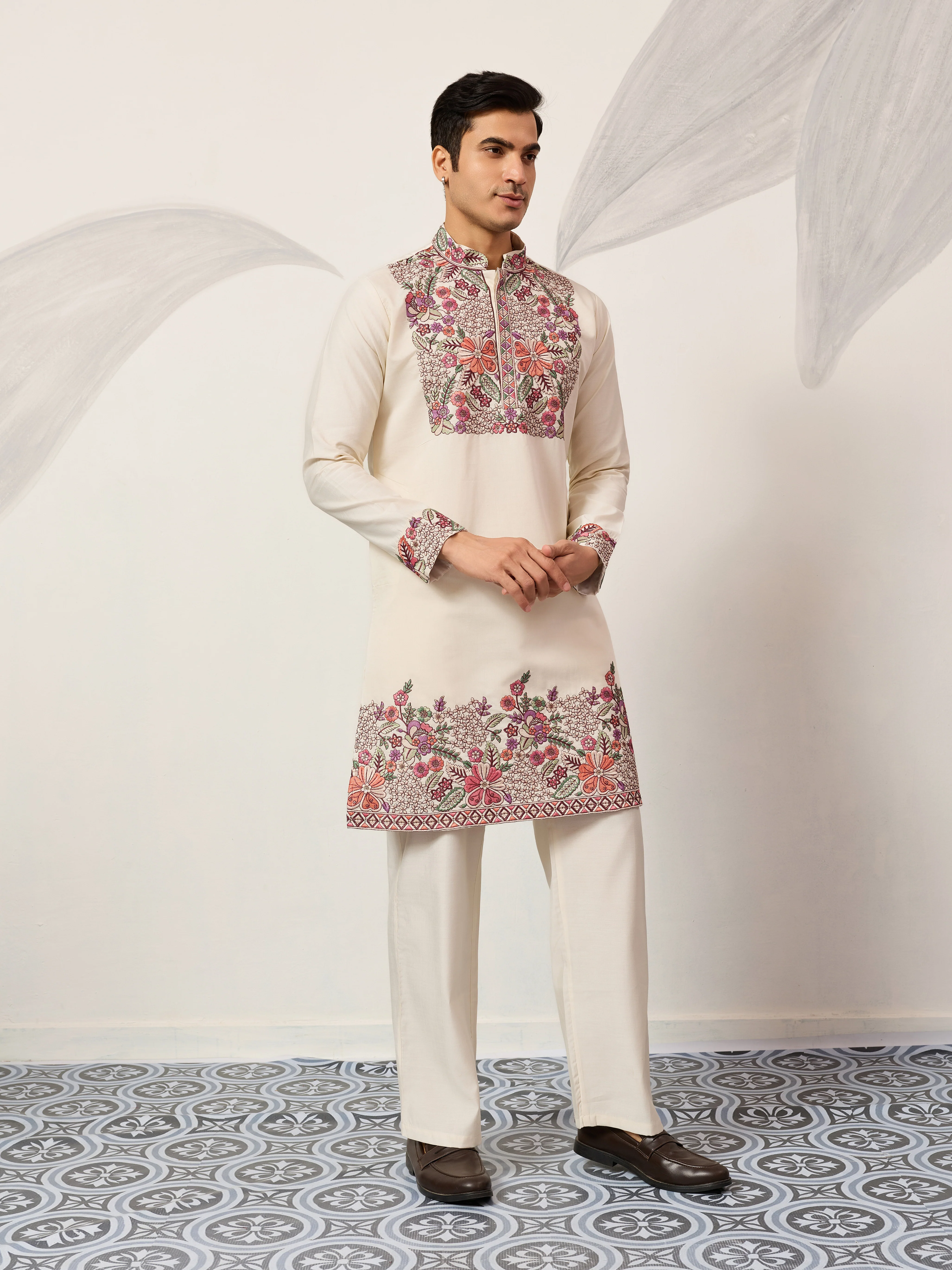 Traditional White Designer Kurta Pant Set for Mens Wear - Image 5