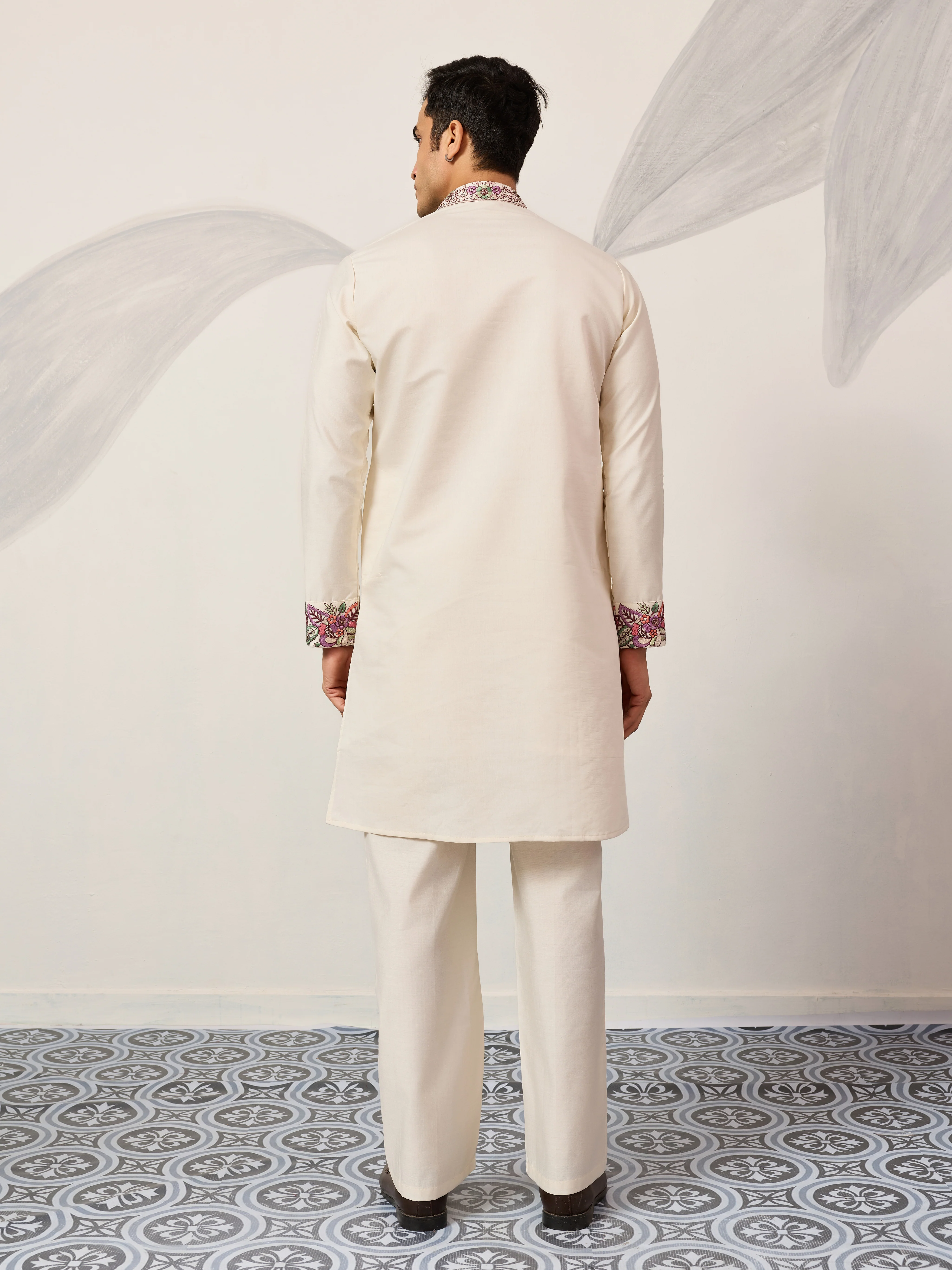 Traditional White Designer Kurta Pant Set for Mens Wear - Image 7