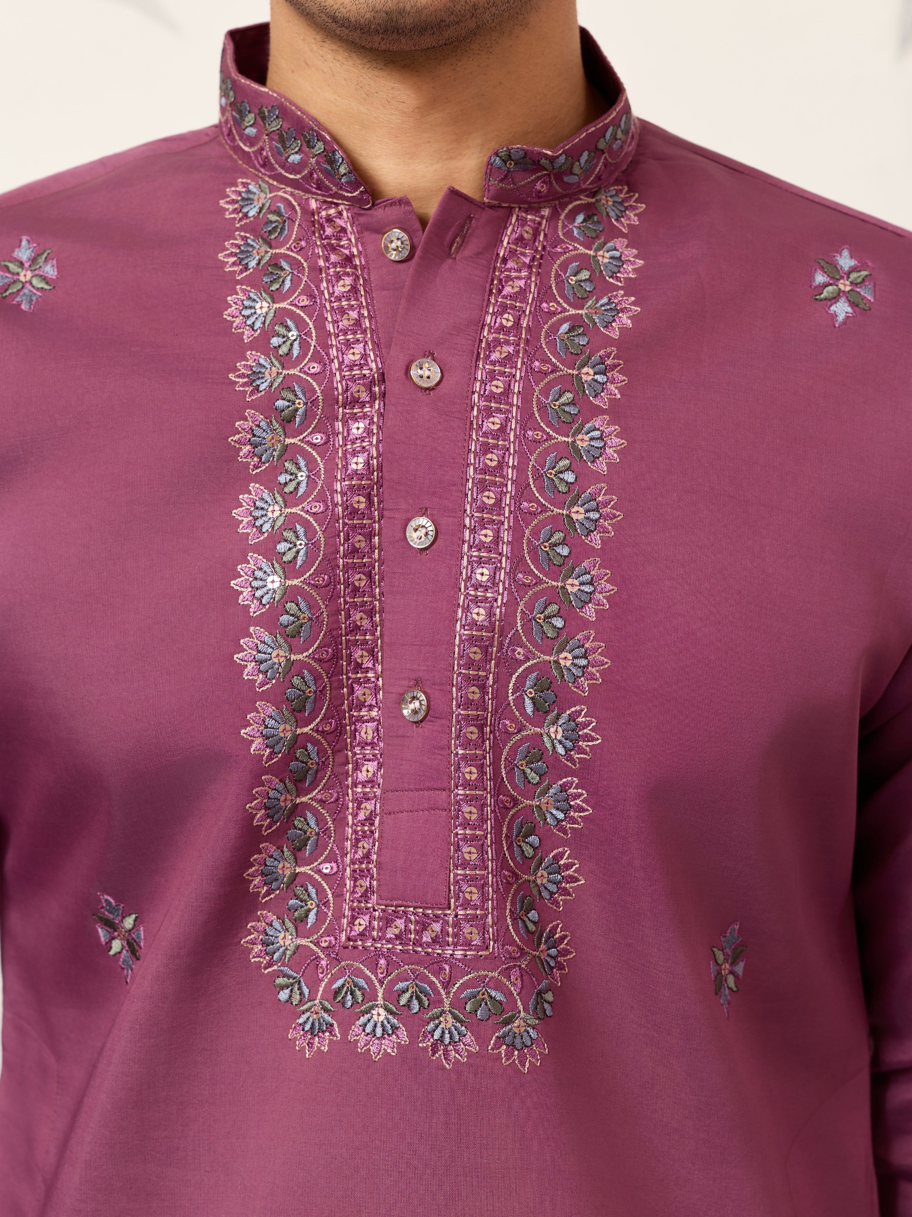 Trendy Pink Color Kurta with Dupatta for Mens Wear - Image 5