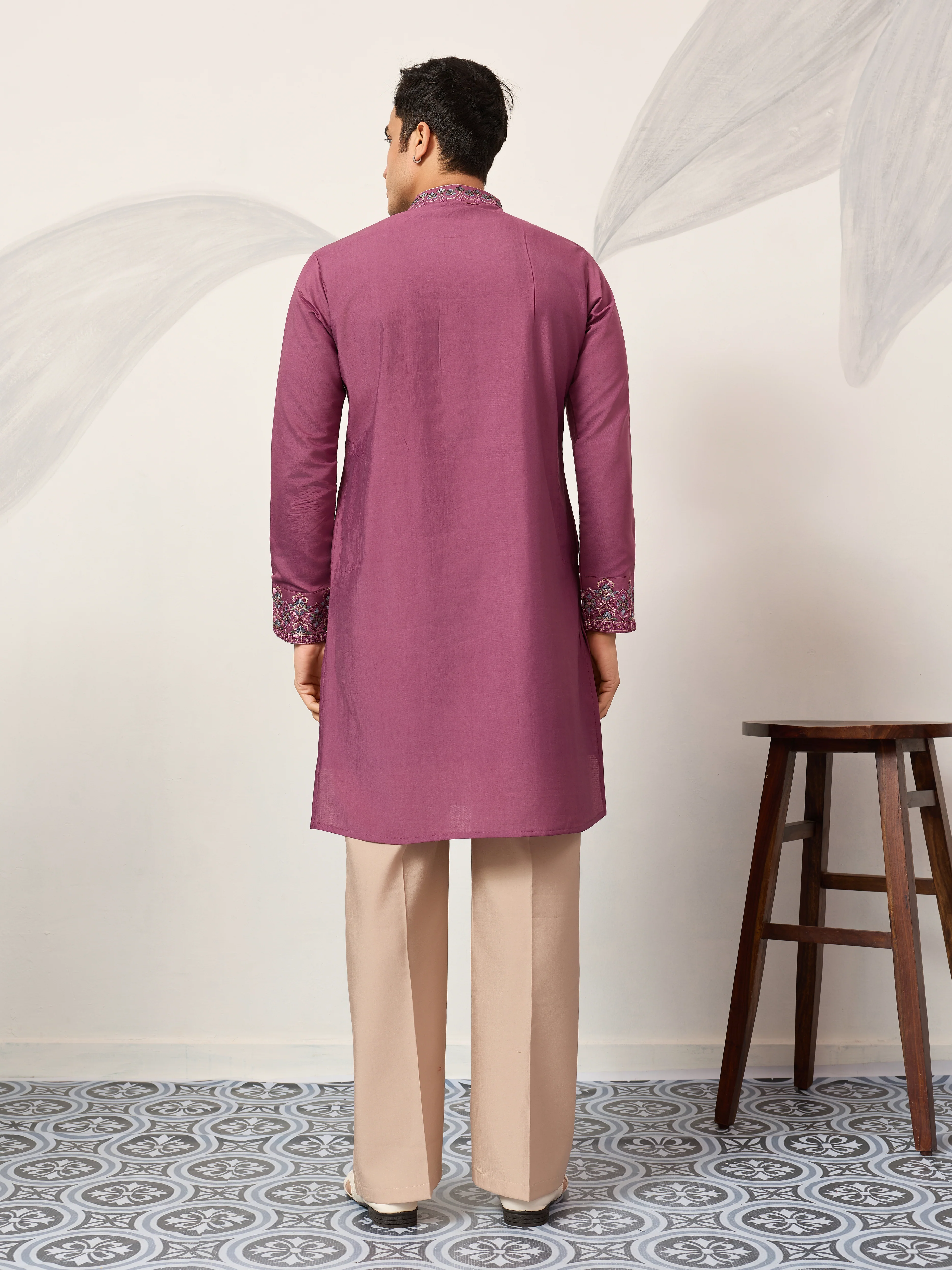 Trendy Pink Color Kurta with Dupatta for Mens Wear - Image 7