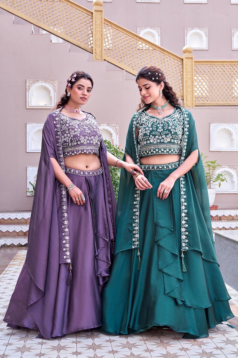 Trendy Rangoli Silk Heavy Embroidery Lehenga Set With Shrug Dupatta - Image 6