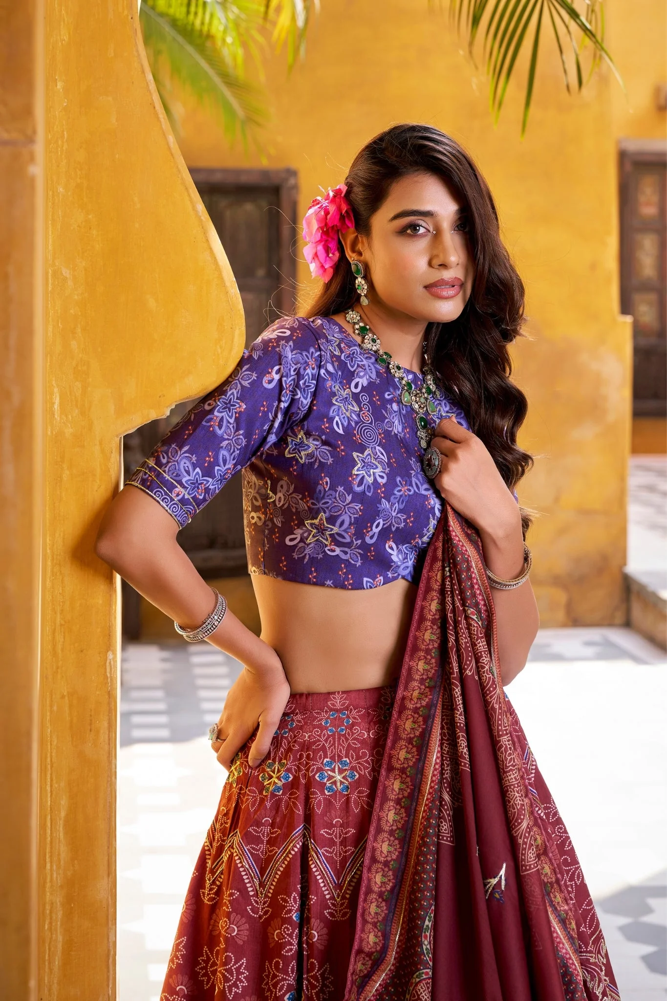 Vaishali Silk Printed With Beads Work & Gotta Patti Lace Designer Lehenga Set - Image 11