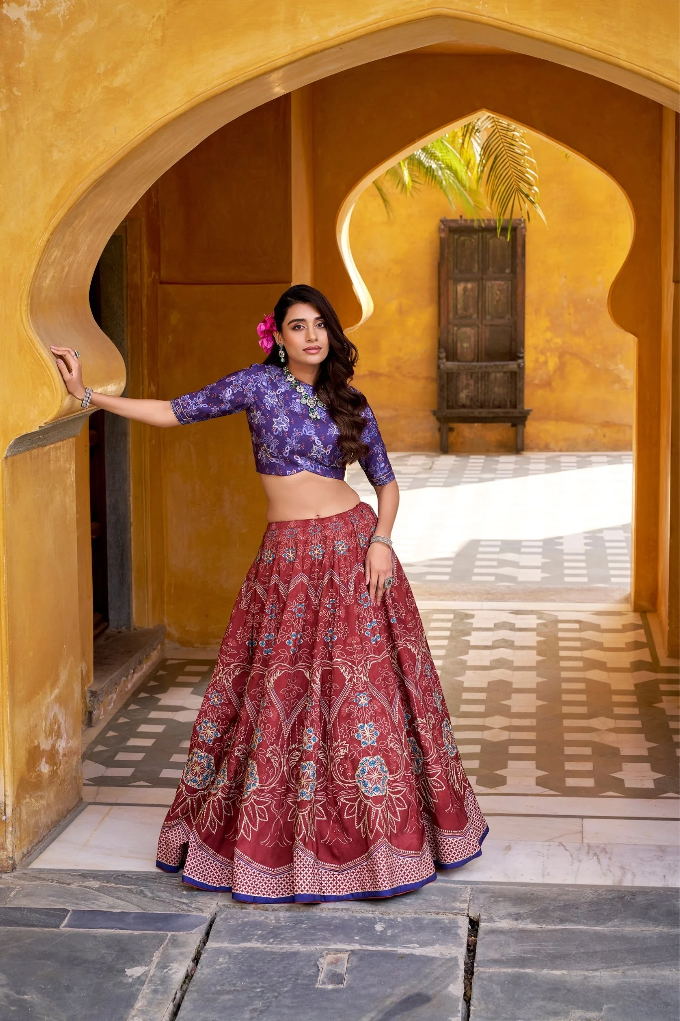 Vaishali Silk Printed With Beads Work & Gotta Patti Lace Designer Lehenga Set - Image 13