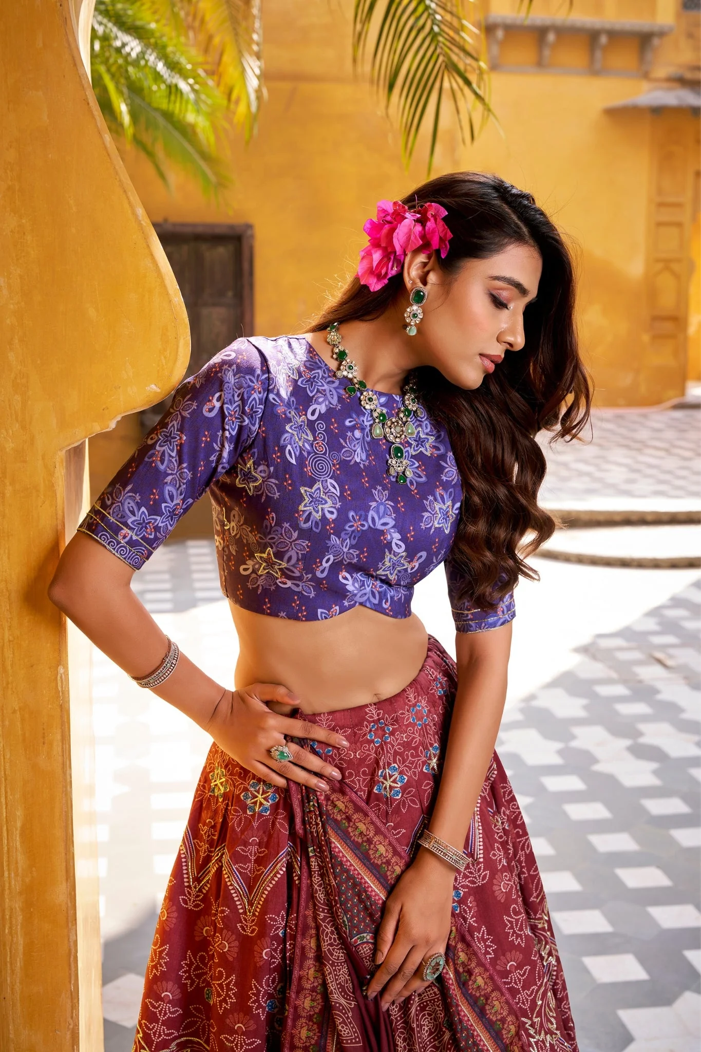 Vaishali Silk Printed With Beads Work & Gotta Patti Lace Designer Lehenga Set - Image 14