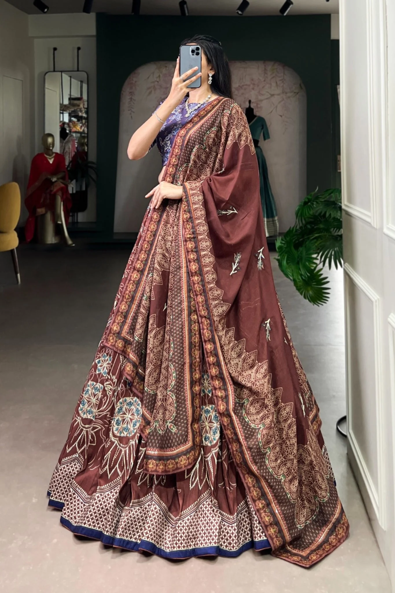 Vaishali Silk Printed With Beads Work & Gotta Patti Lace Designer Lehenga Set - Image 16