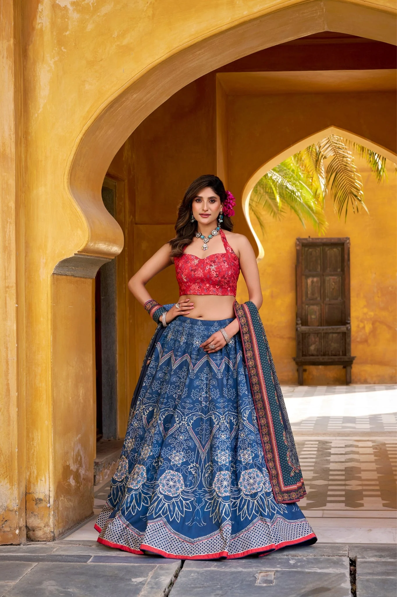Vaishali Silk Printed With Beads Work & Gotta Patti Lace Designer Lehenga Set - Image 17