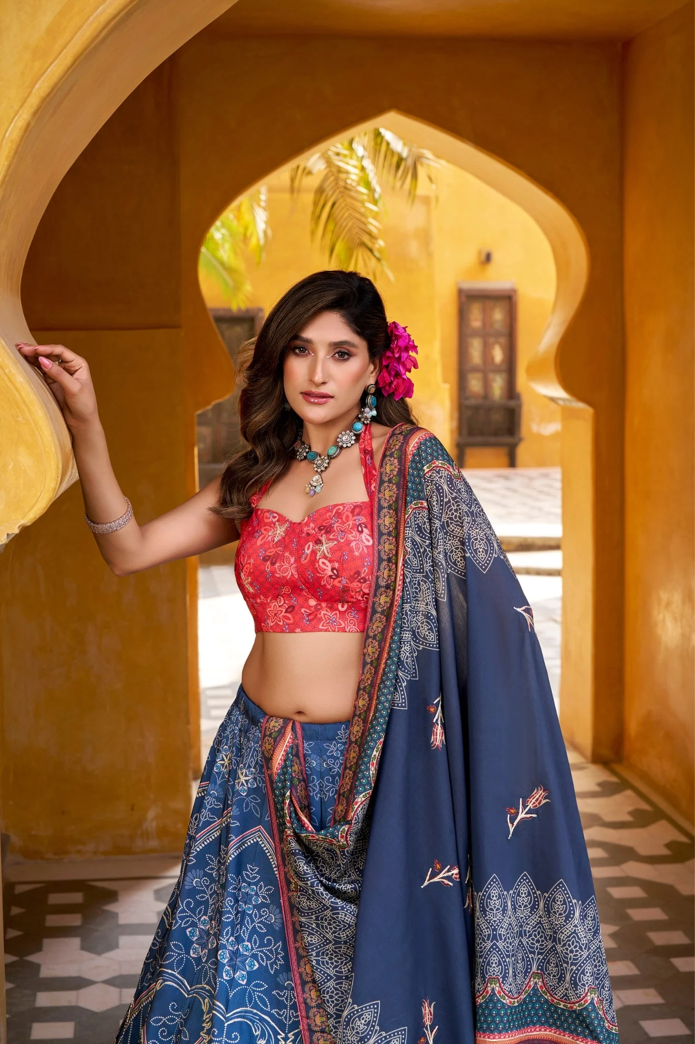 Vaishali Silk Printed With Beads Work & Gotta Patti Lace Designer Lehenga Set - Image 18