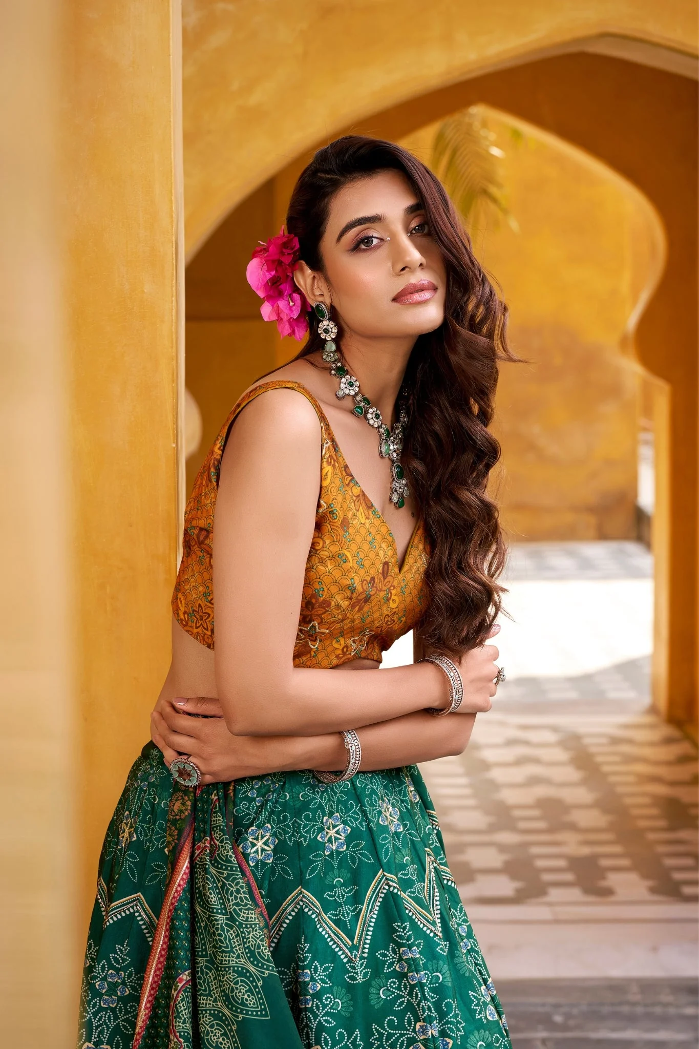 Vaishali Silk Printed With Beads Work & Gotta Patti Lace Designer Lehenga Set - Image 2