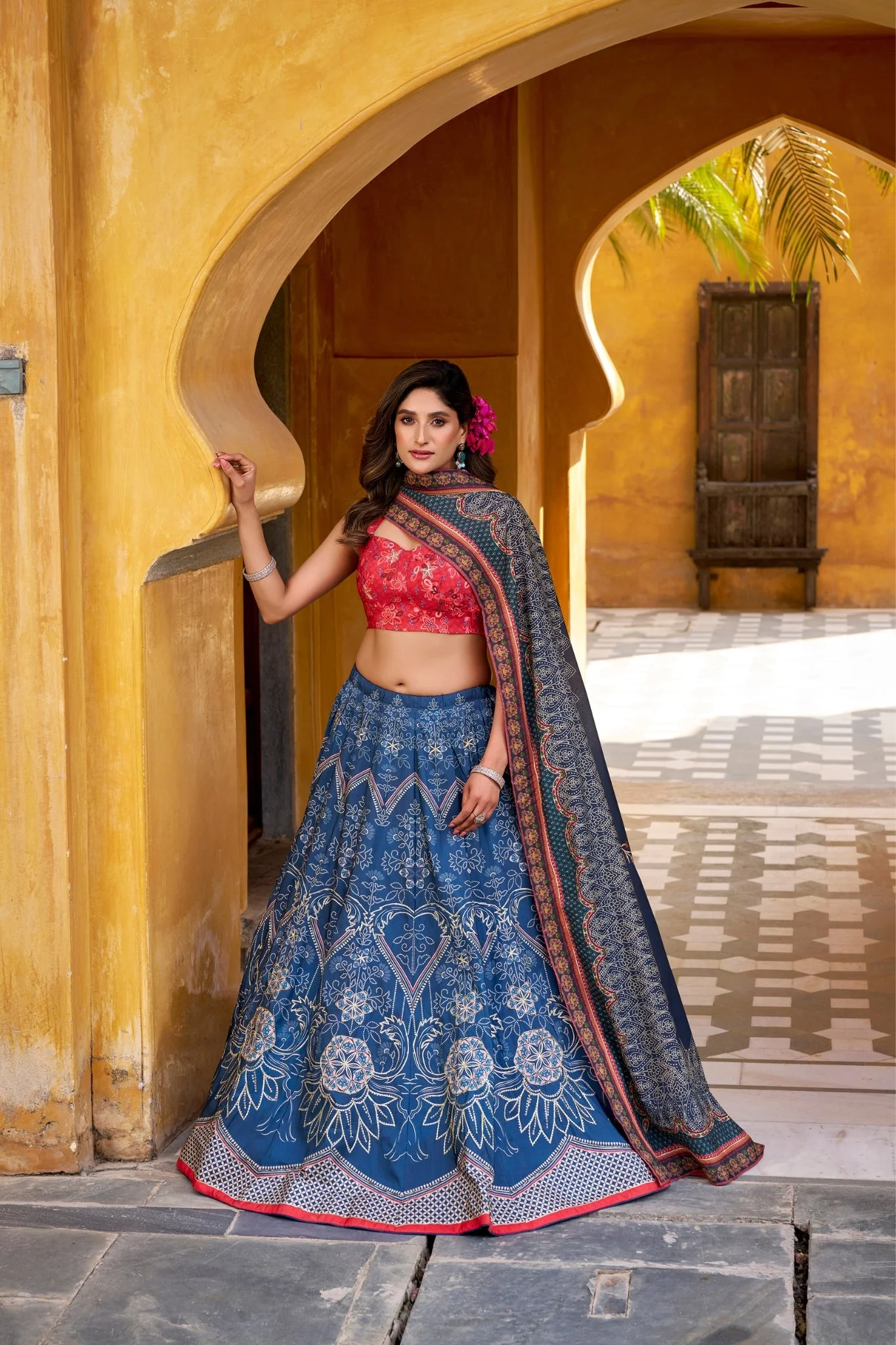 Vaishali Silk Printed With Beads Work & Gotta Patti Lace Designer Lehenga Set - Image 20