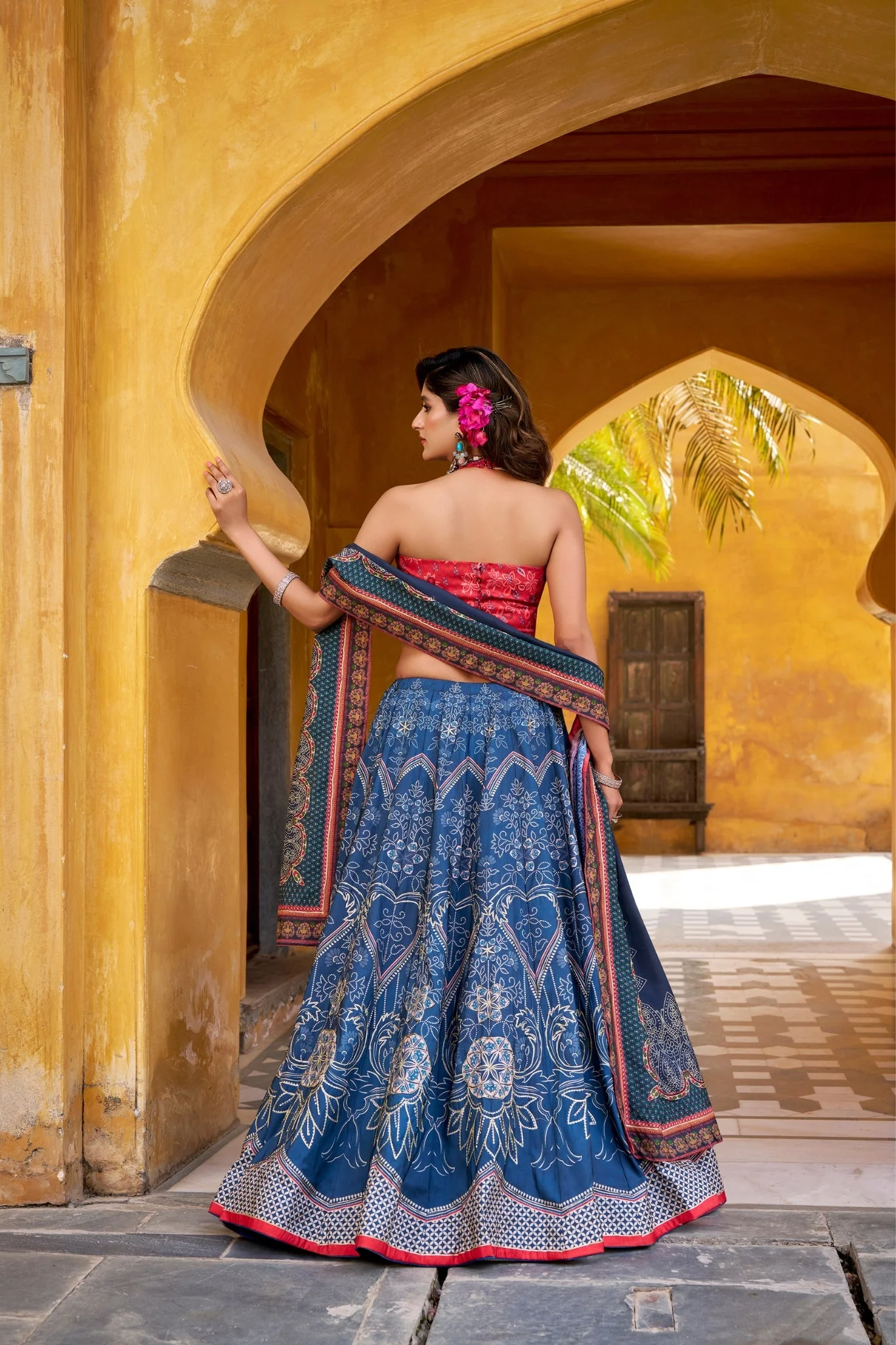 Vaishali Silk Printed With Beads Work & Gotta Patti Lace Designer Lehenga Set - Image 21