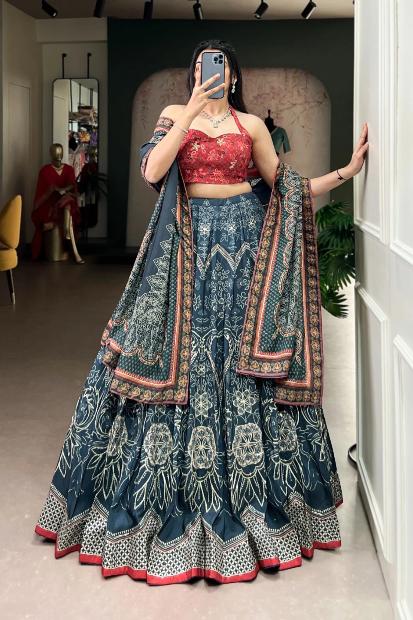 Vaishali Silk Printed With Beads Work & Gotta Patti Lace Designer Lehenga Set - Image 22