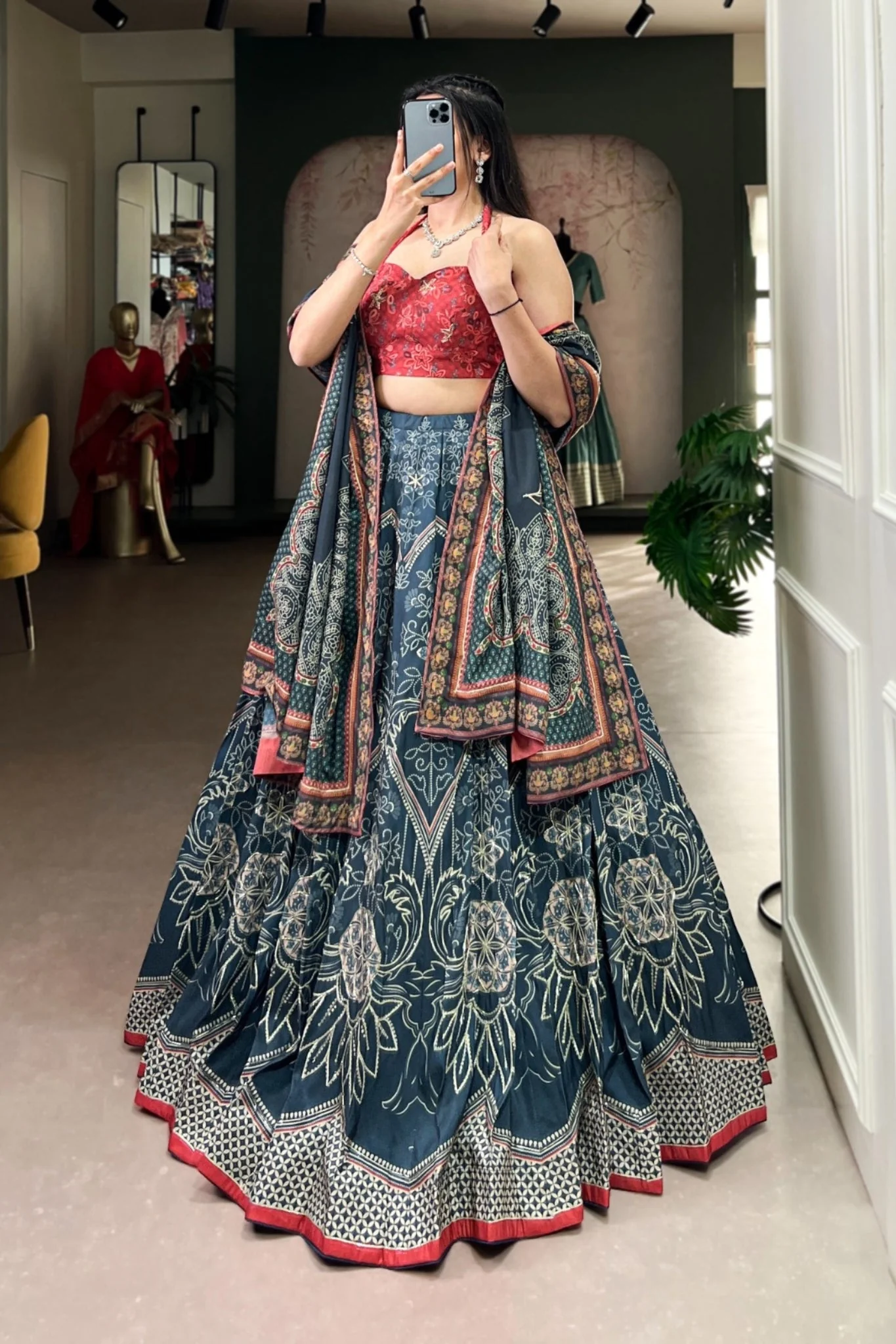 Vaishali Silk Printed With Beads Work & Gotta Patti Lace Designer Lehenga Set - Image 24