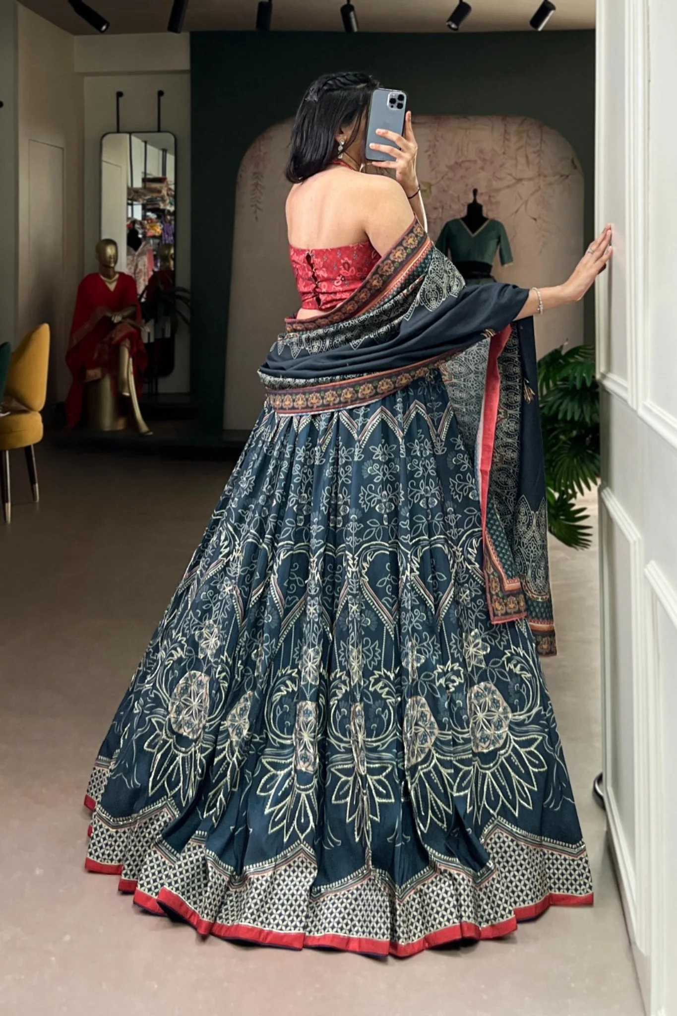 Vaishali Silk Printed With Beads Work & Gotta Patti Lace Designer Lehenga Set - Image 25