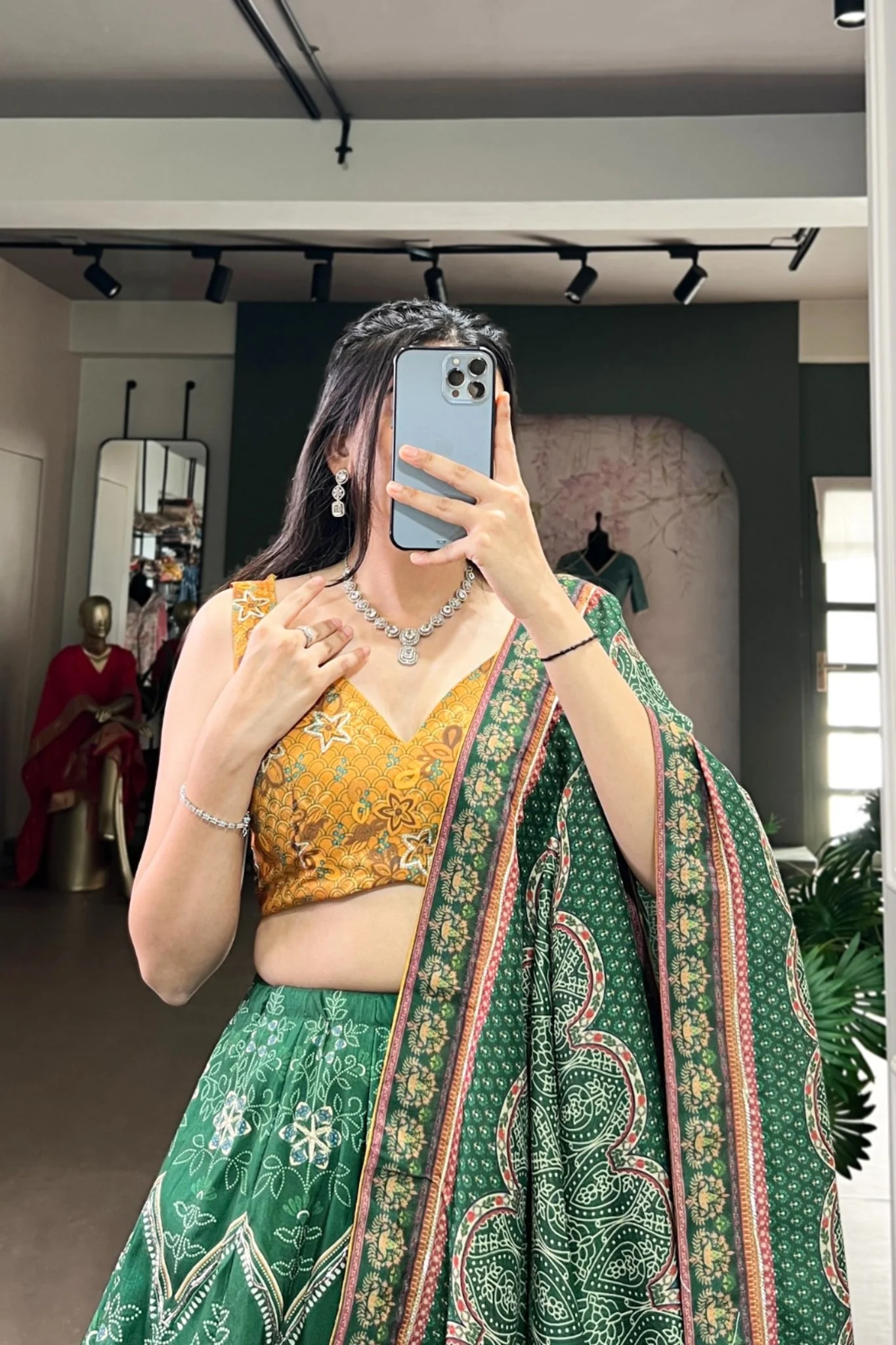 Vaishali Silk Printed With Beads Work & Gotta Patti Lace Designer Lehenga Set - Image 7