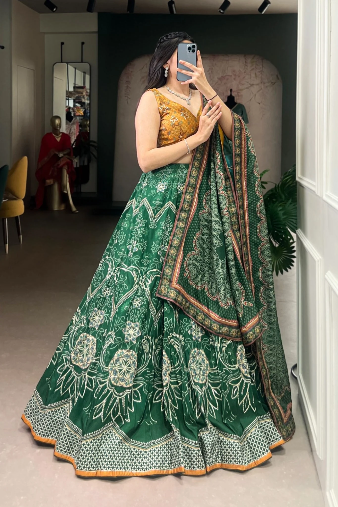 Vaishali Silk Printed With Beads Work & Gotta Patti Lace Designer Lehenga Set - Image 8