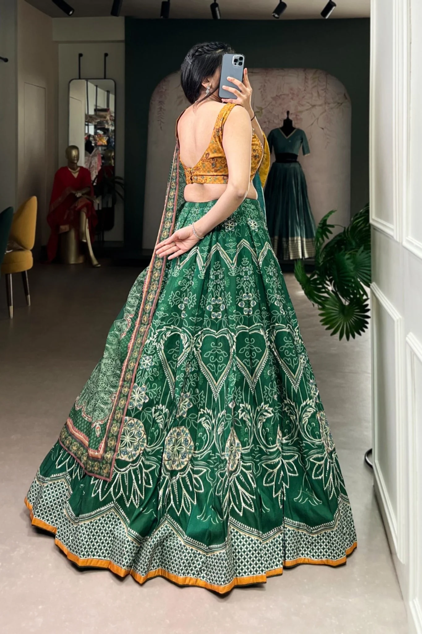 Vaishali Silk Printed With Beads Work & Gotta Patti Lace Designer Lehenga Set - Image 9