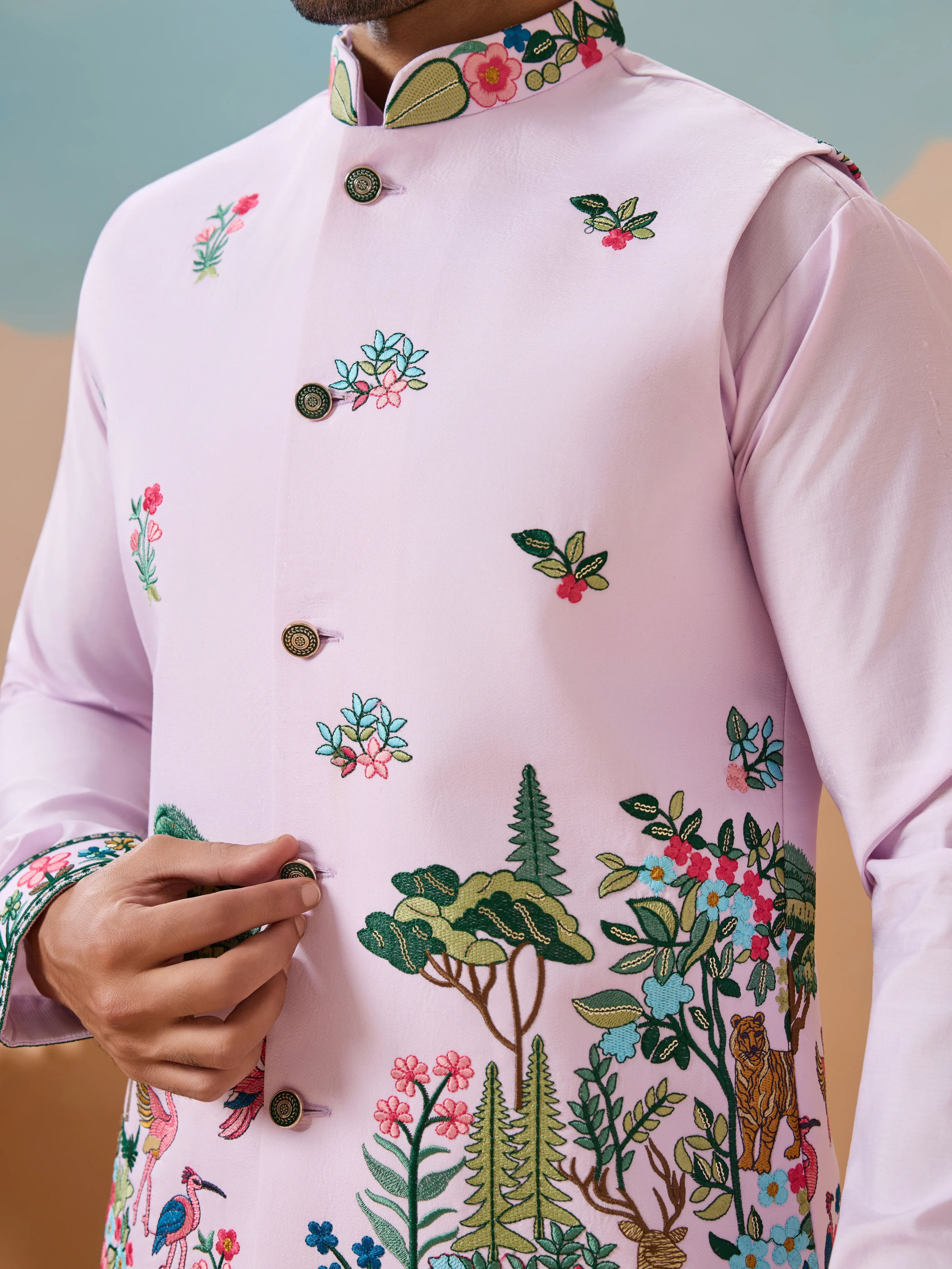 Vantara Design Luxury Lavender Mens Wear Koti Kurta - Image 6