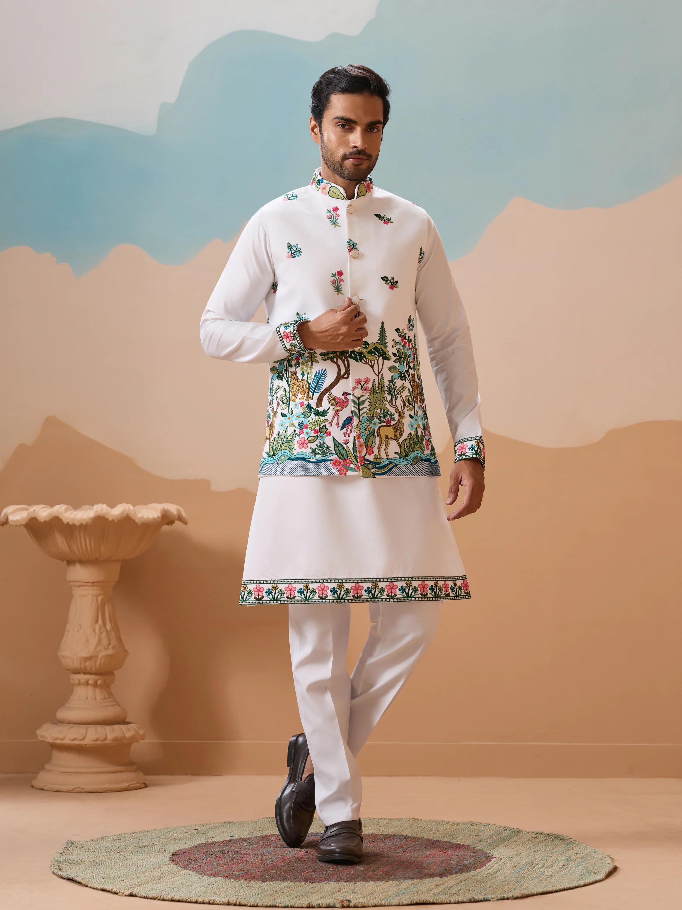 Vantara Style Premium White Mens Wear Koti Kurta Collection