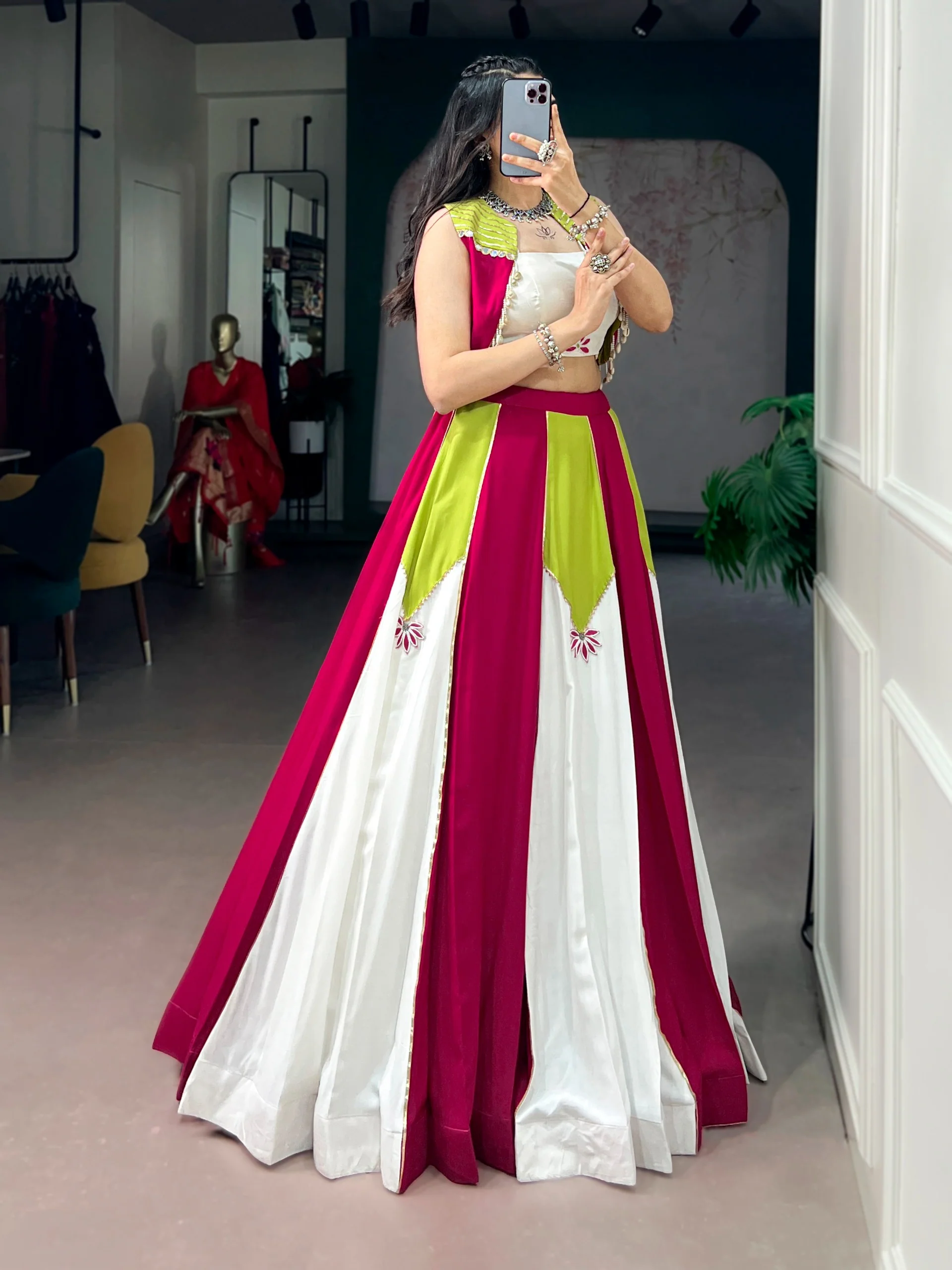 Vibrant Rayon Gota Patti Lehenga for Garba Celebrations - Image 4