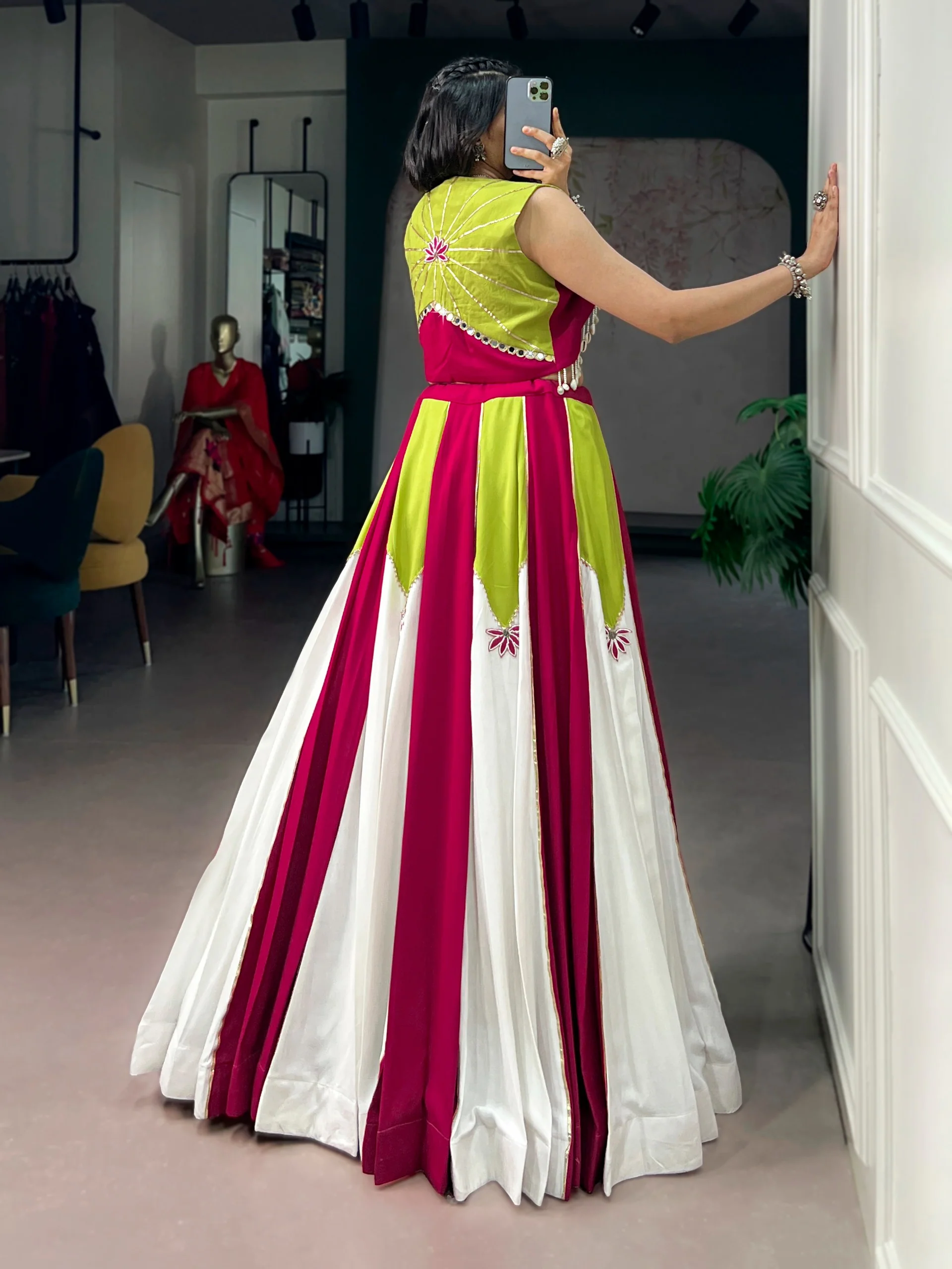 Vibrant Rayon Gota Patti Lehenga for Garba Celebrations - Image 5