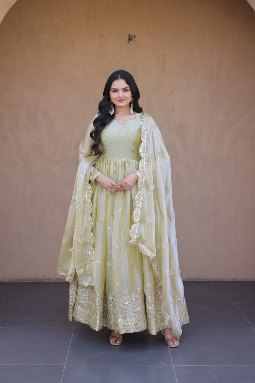 Wedding Special Fendi Silk Heavy Sequins Work Gown Collection - Image 4