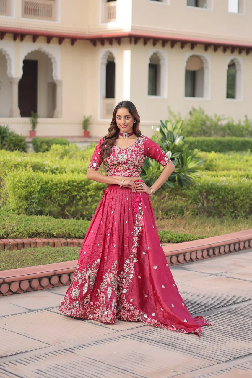 Wedding Special Gold Crush Lehenga Choli Set With Dupatta - Image 3