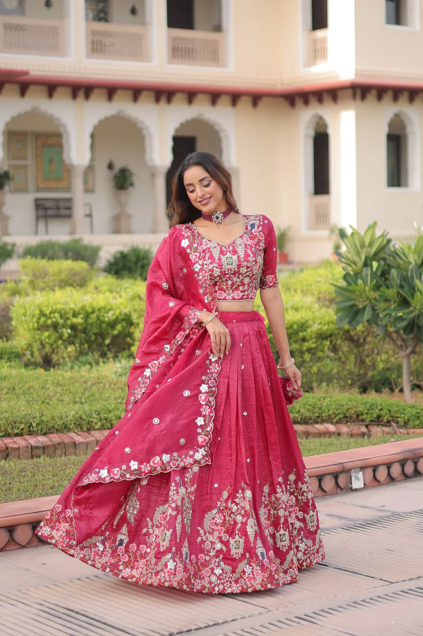 Wedding Special Gold Crush Lehenga Choli Set With Dupatta - Image 4