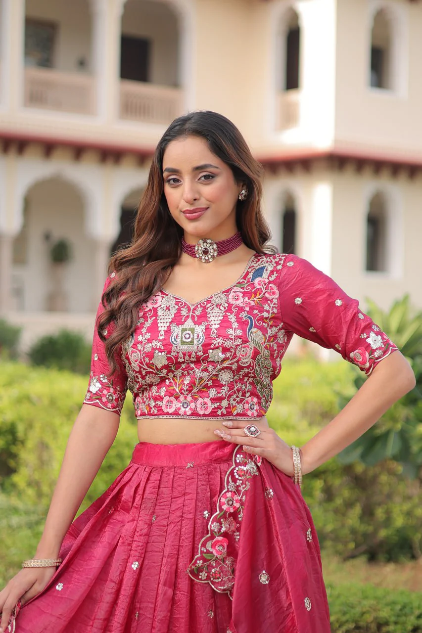 Wedding Special Gold Crush Lehenga Choli Set With Dupatta - Image 5