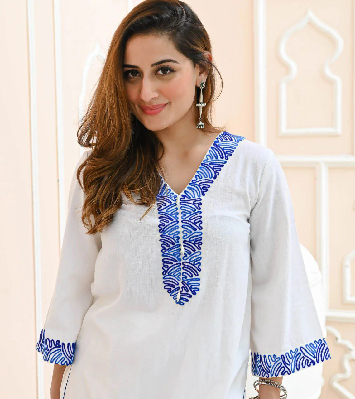 White Cotton Top And Palazzo Co Ord Set - Image 3